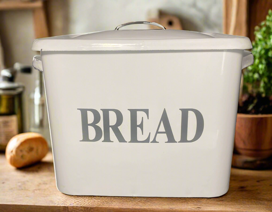 Vintage White Enamel Bread Box