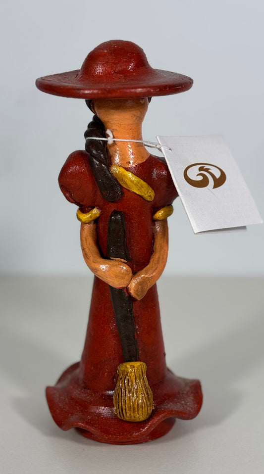 Dominican Hand Painted Faceless Clay Doll Statuette
