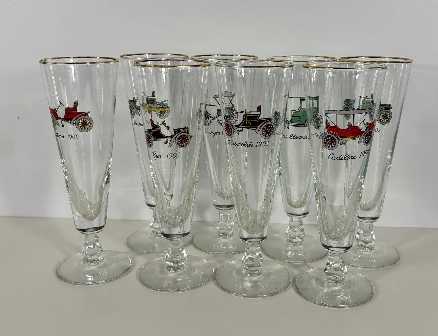 1960s Libbey Vintage Classic Cars Pilsner Glasses Set