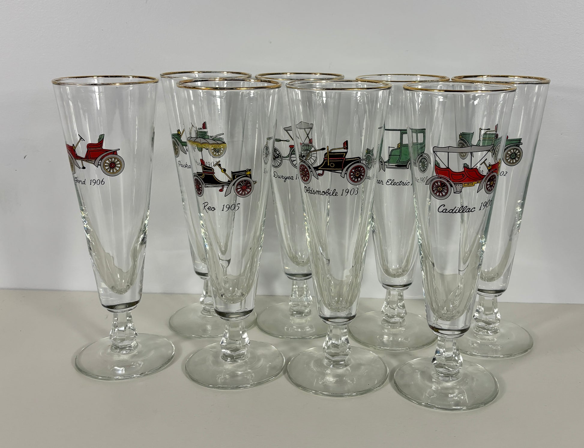 1960s Libbey Vintage Classic Cars Pilsner Glasses Set
