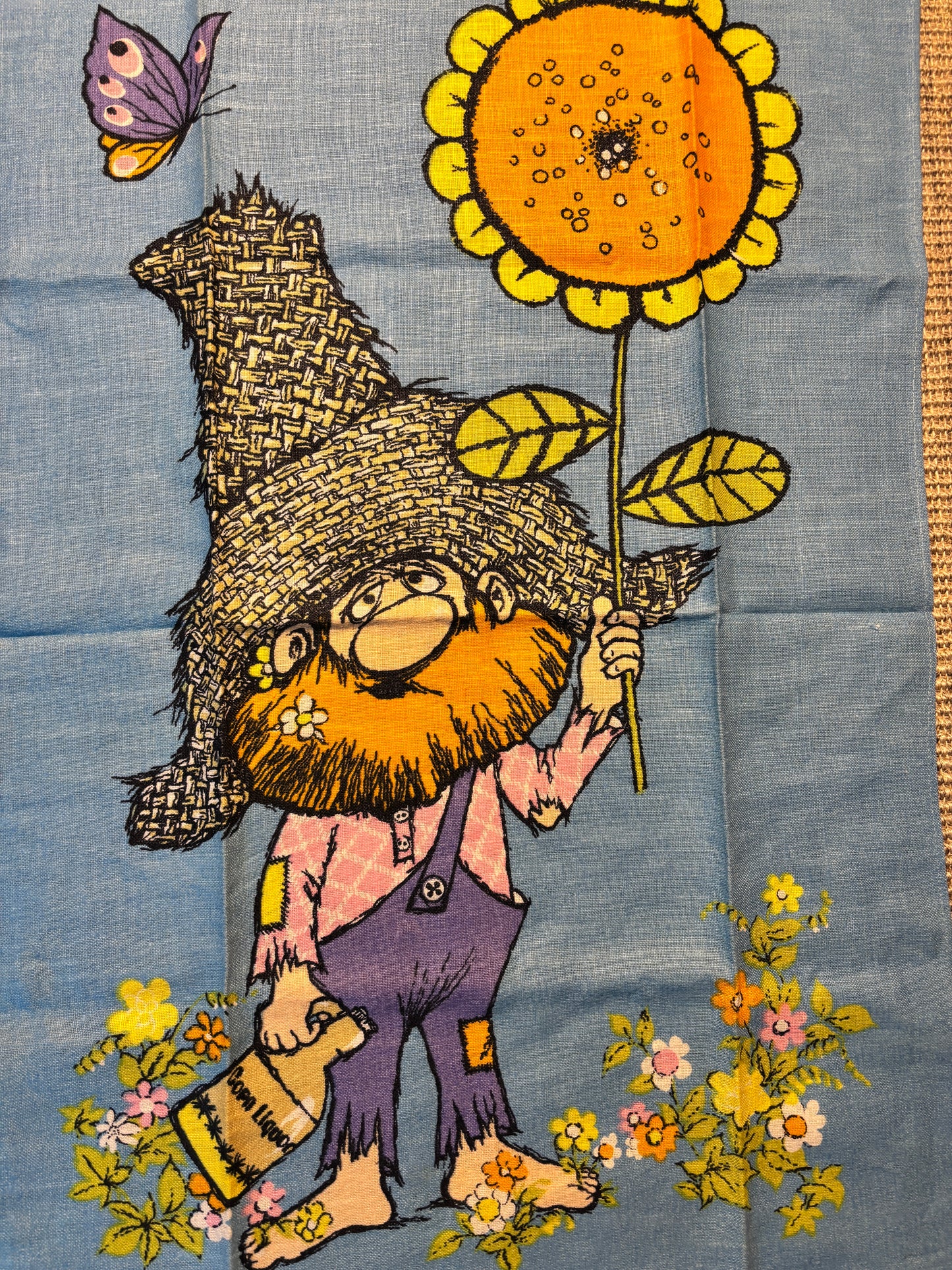 1970s Chris Bash Hillybilly Gnome Linen Tea Towel