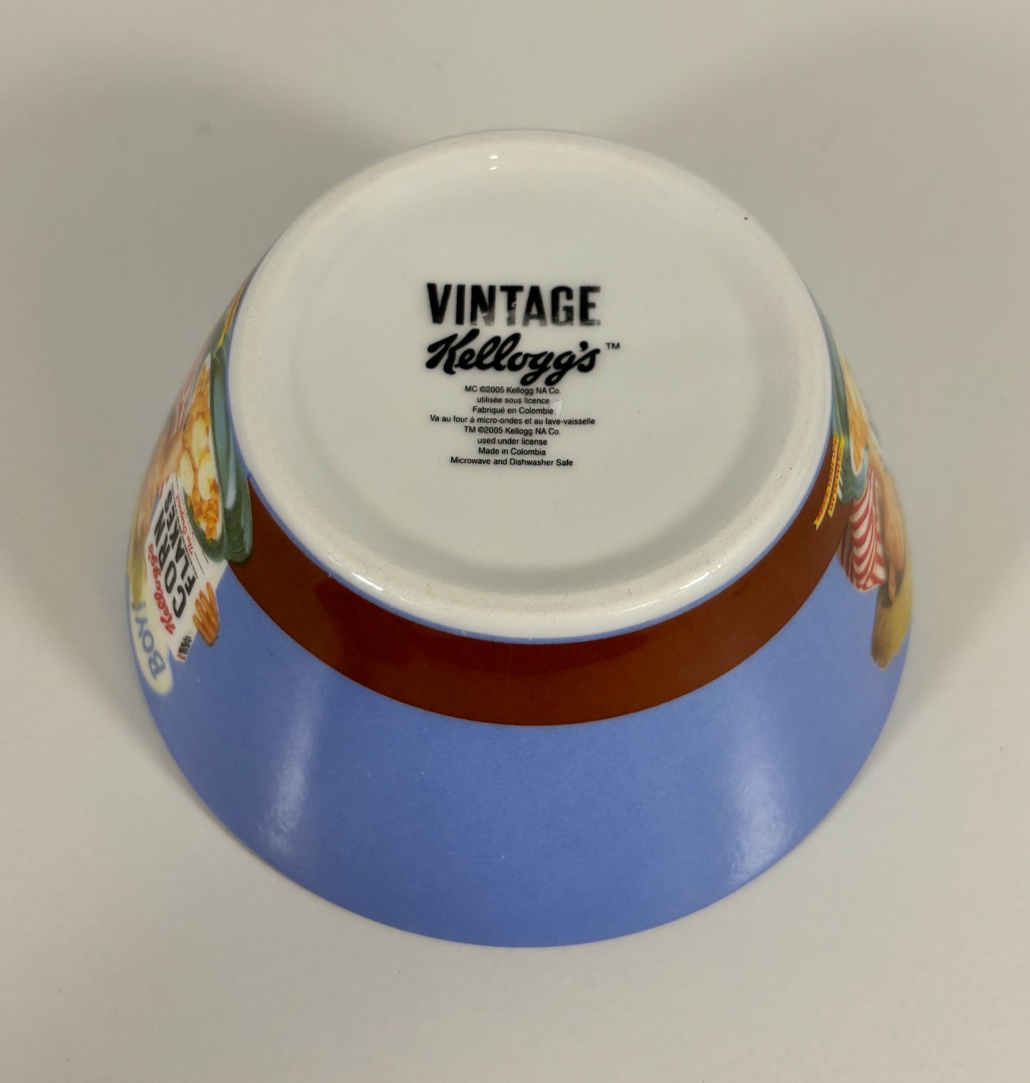 Vintage Kellogg's cereal bowl with colorful design on a white background