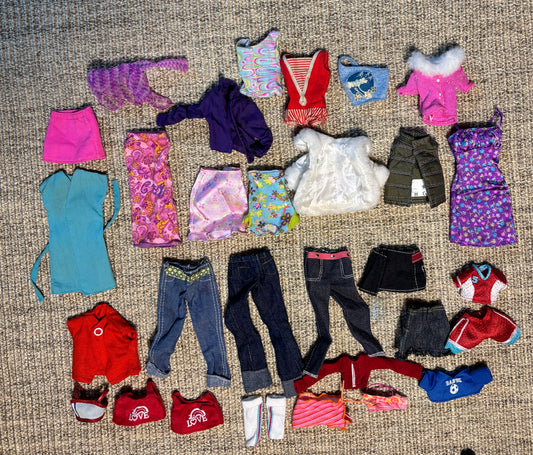 Lot of Vintage Barbie Doll and Various Doll Clothes