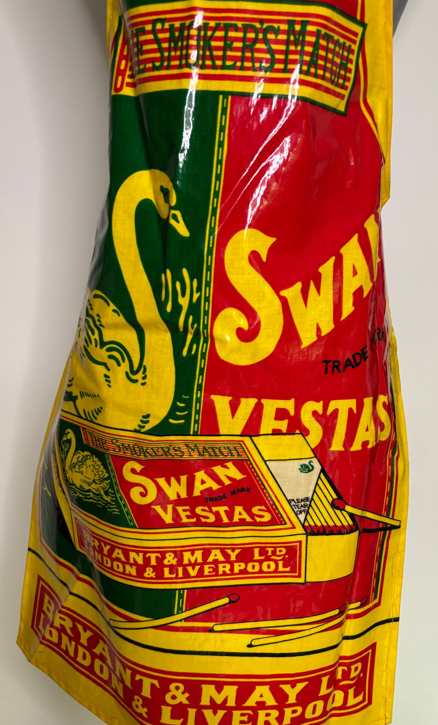 Vintage-style packaging with colorful graphics and text on a white background