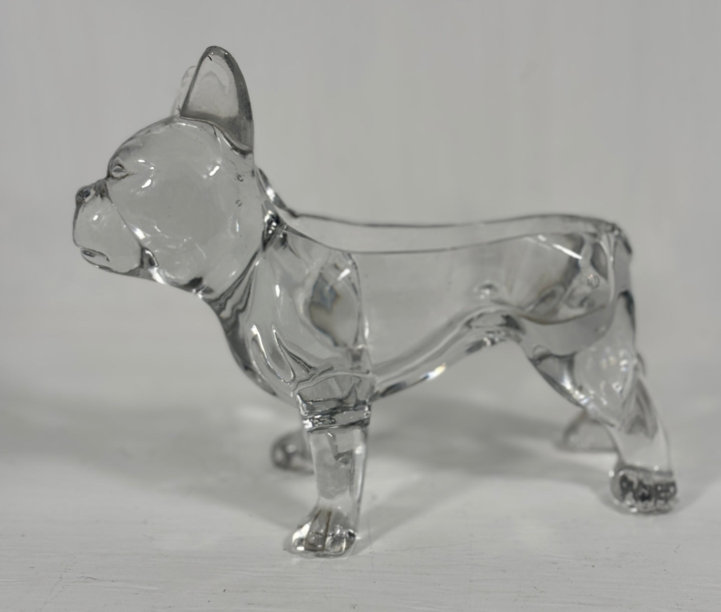 Flint Glass French Bulldog Figural Candy Dish