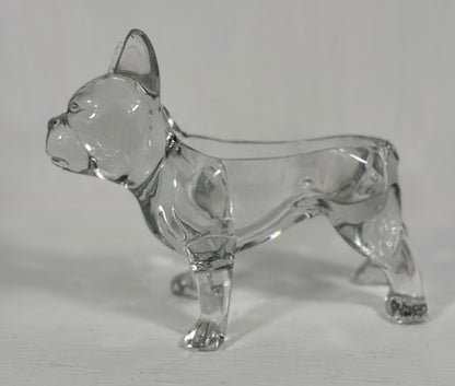 Flint Glass French Bulldog Figural Candy Dish