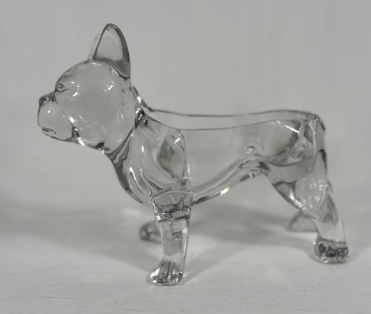 Flint Glass French Bulldog Figural Candy Dish