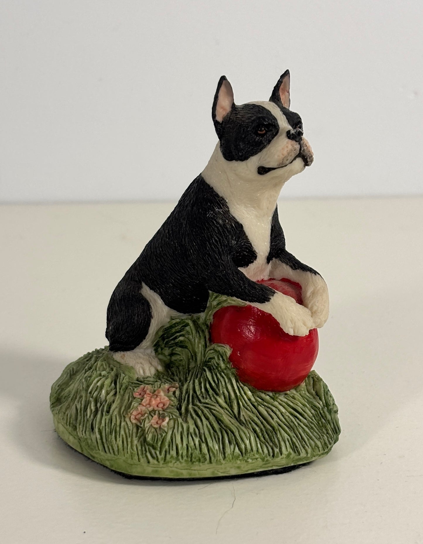 Charmstone Boston Terrier on a Red Ball Figurine