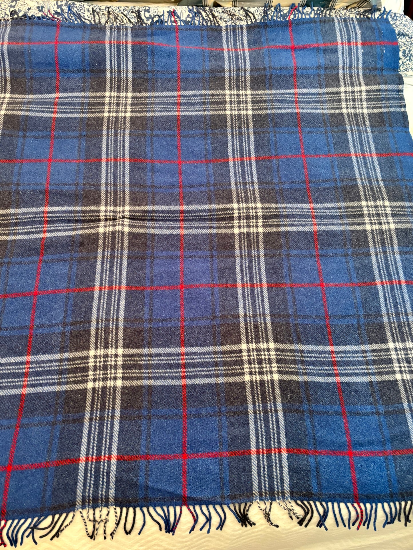 Highland Home Scotland Blue Tartan Throw Blanket
