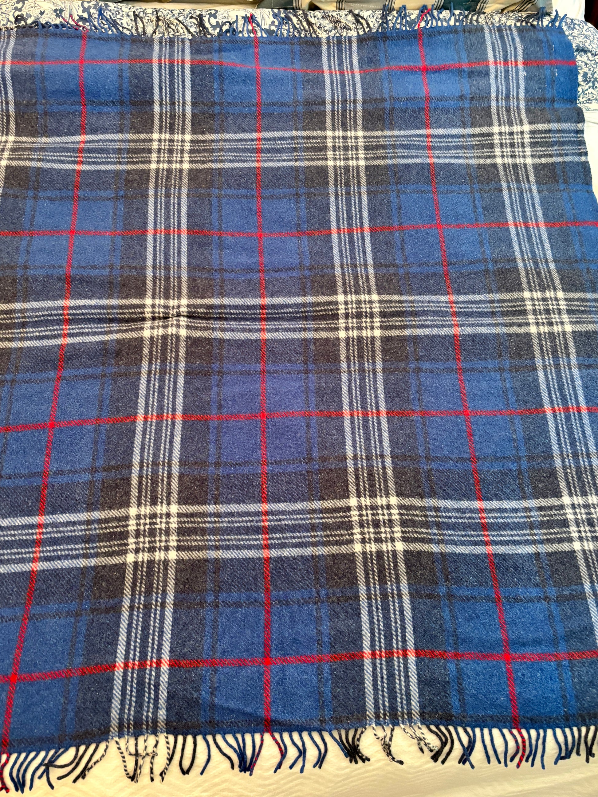 Highland Home Scotland Blue Tartan Throw Blanket