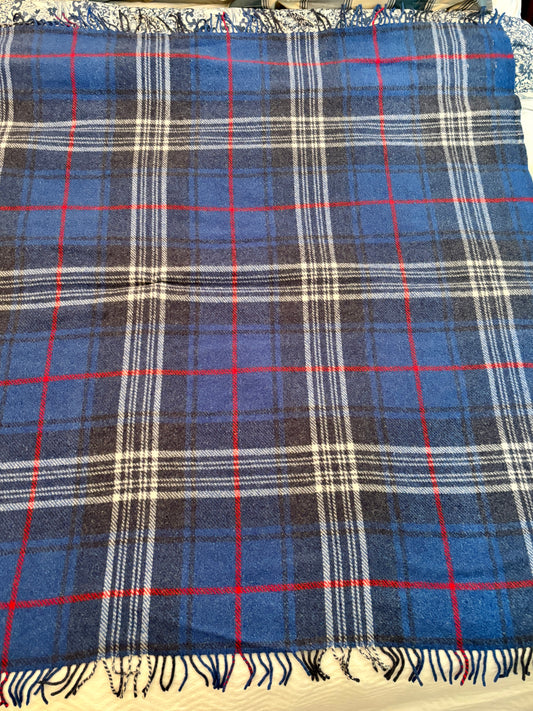 Highland Home Scotland Blue Tartan Throw Blanket