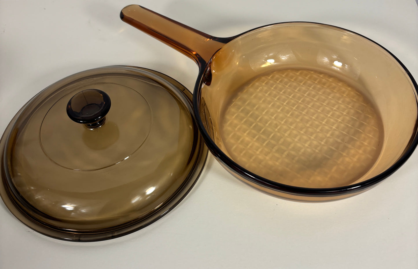 Corning Visions 7 Inch Amber Waffle Bottom Covered Skillet