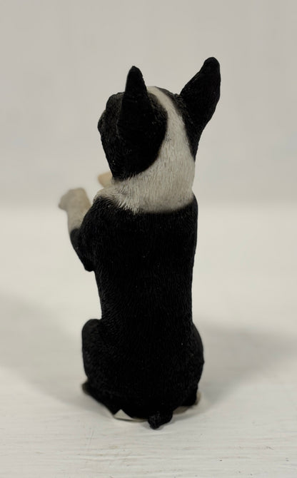 Stone Critters Sitting Boston Terrier Figurine