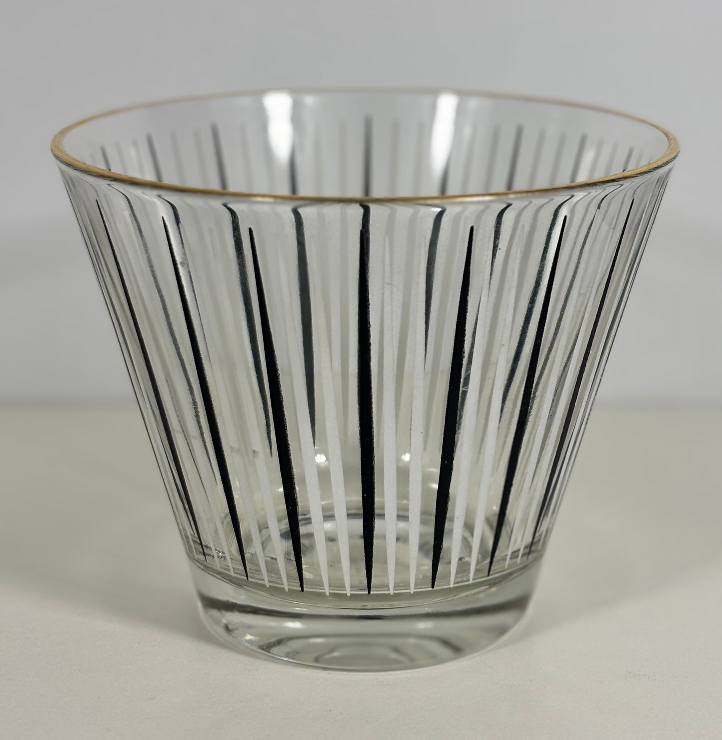 Hazel Atlas Atomic Age Gold Rim Striped Ice Bucket