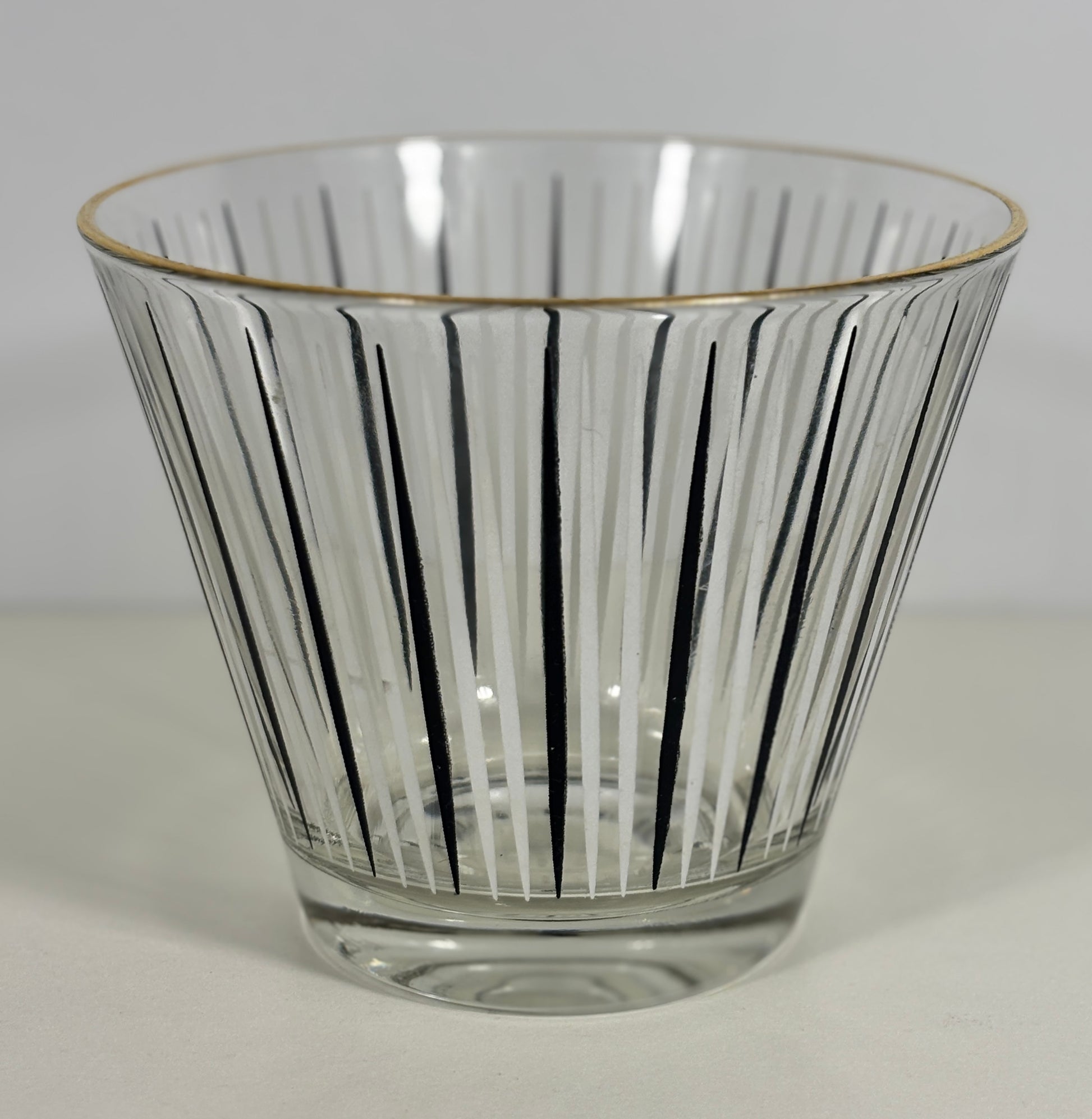 Hazel Atlas Atomic Age Gold Rim Striped Ice Bucket