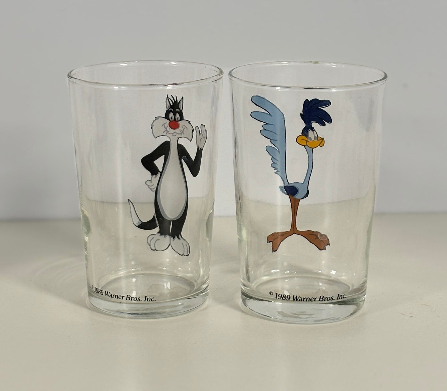 1989 Warner Bros Sylvester and Road Runner Glasses