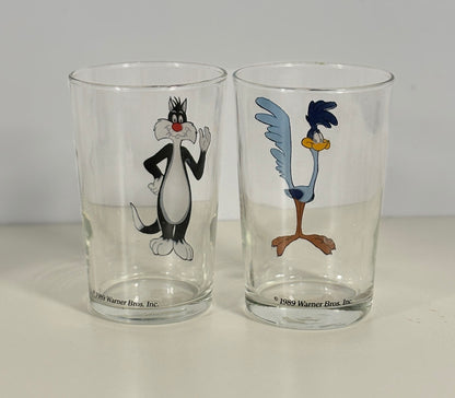 1989 Warner Bros Sylvester and Road Runner Glasses