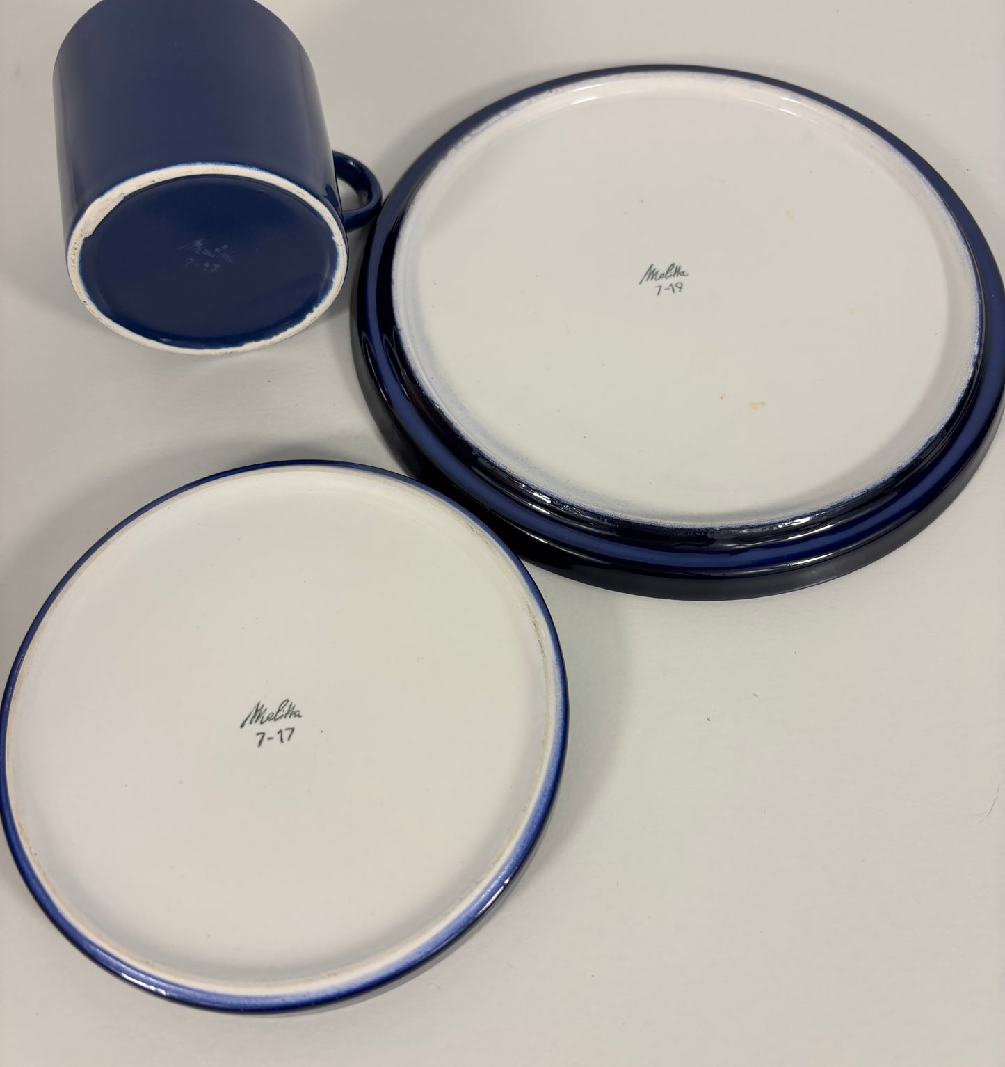 Melitta Stockholm Kobaltblüte Trio Plate Saucer and Cup