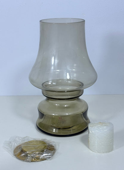 Vintage Dansk Glass Hurricane Lamp Candle Holder
