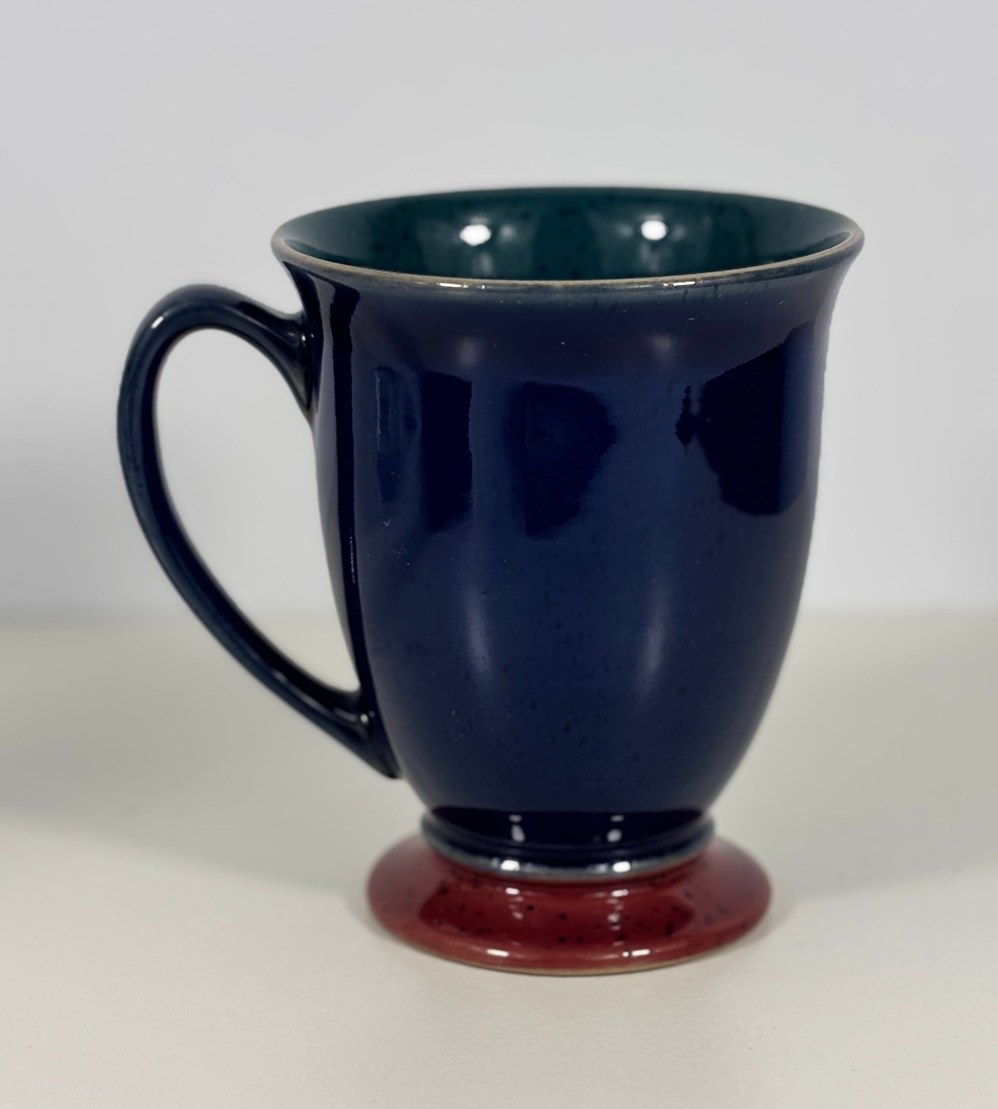 Vintage Denby Harlequin blue pedestal mug