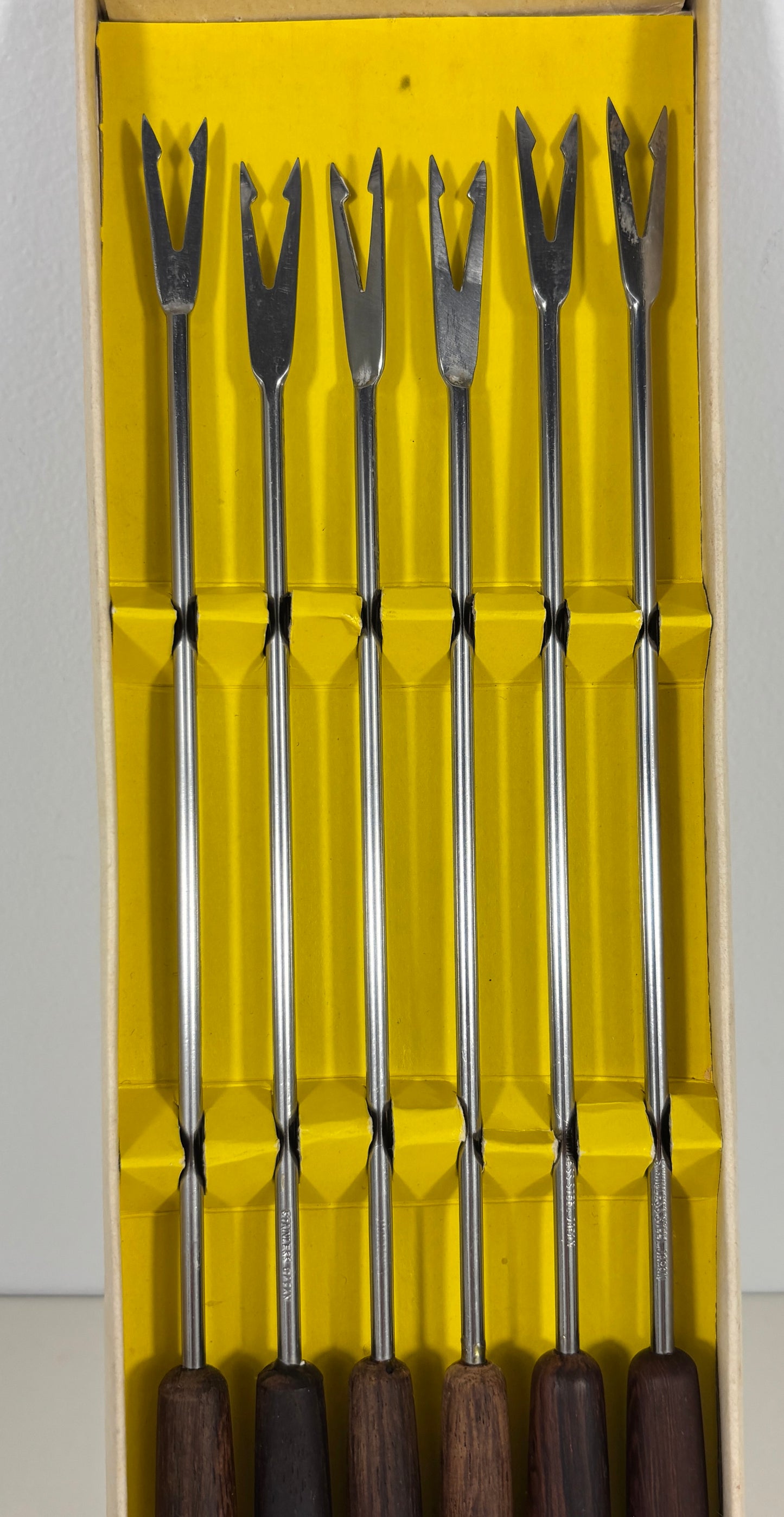 Mid Century Wood Handled Fondue Fork Set