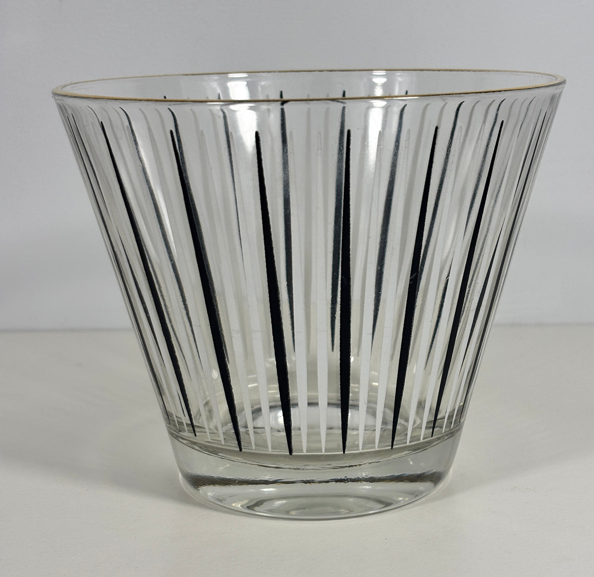 Hazel Atlas Atomic Age Gold Rim Striped Ice Bucket