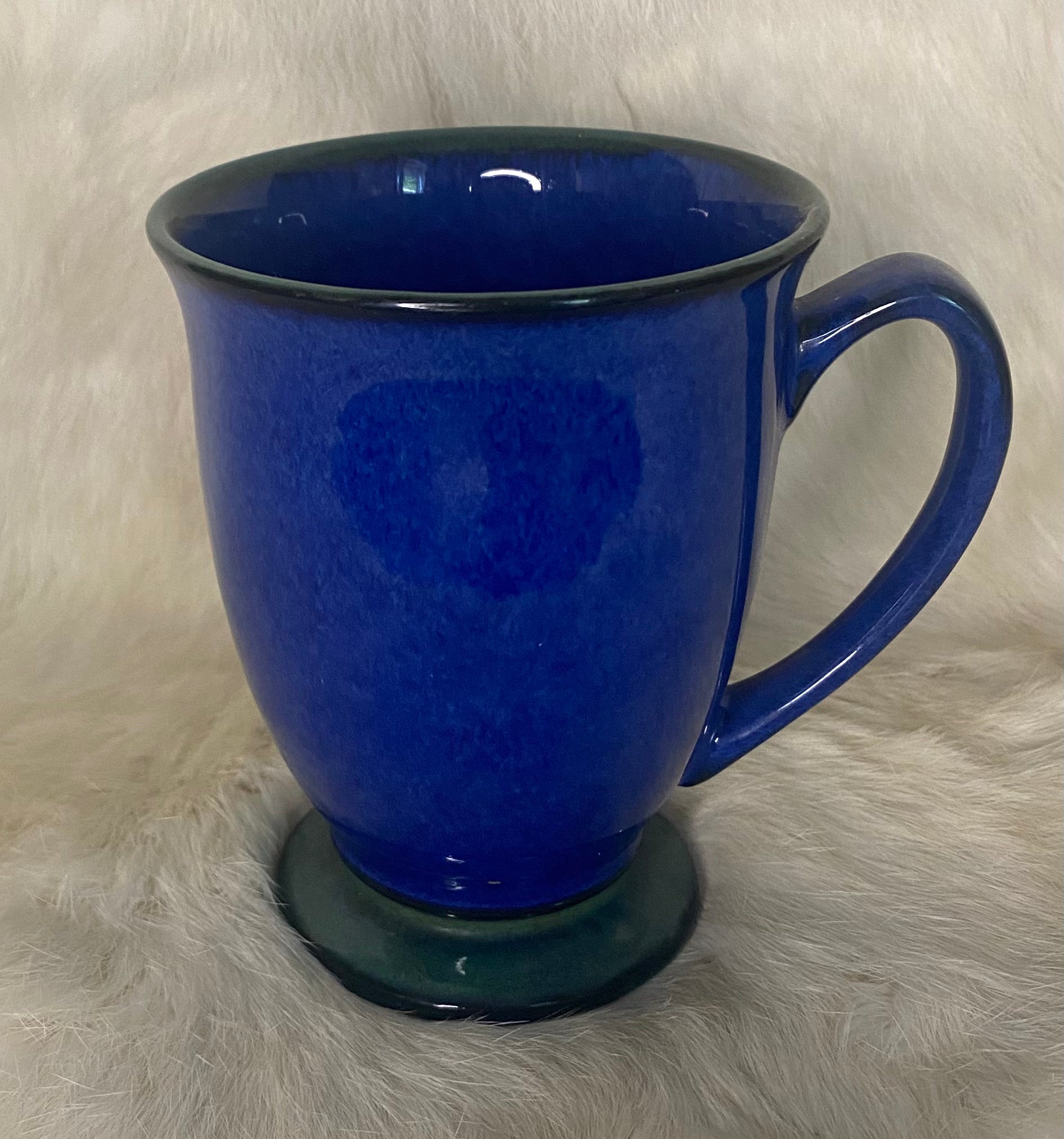 Denby Harlequin Blue and Green Footed Pedestal Mugs