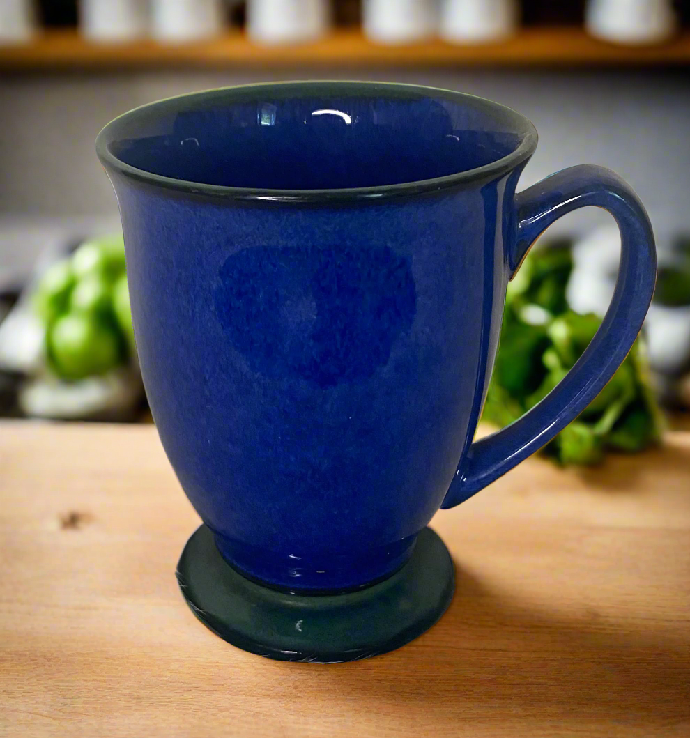 blue and green footed pedestal Denby mug