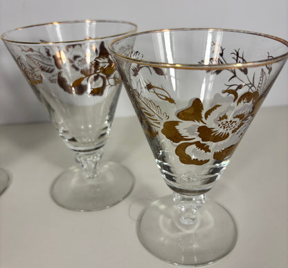 Libbey Golden Rose Champagne Cocktail Sherbet Glasses Set