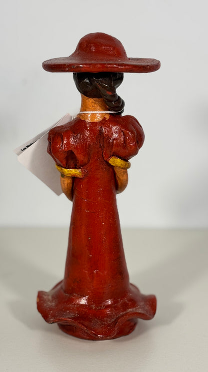Dominican Hand Painted Faceless Clay Doll Statuette