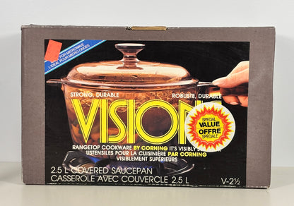 Corning Visions 2.5 Litre Amber Covered Saucepan New in Box