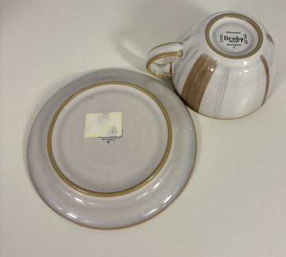 Handcrafted Denby Truffle Layers teacup and saucer