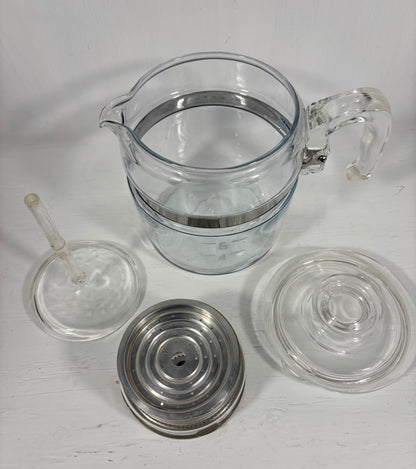 Vintage Pyrex Flameware 7756 6 Cup Glass Coffee Pot