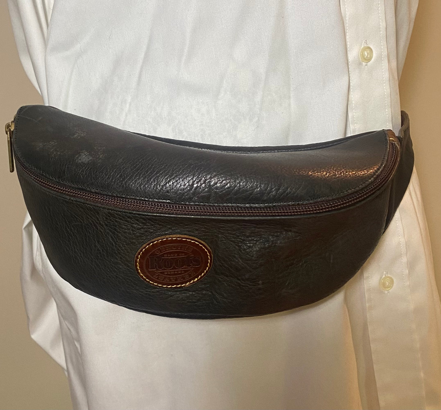 Roots Brown Leather Fanny Pack