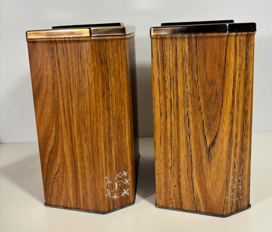 Coronet Vintage Metal Wood Grain Flour and Sugar Containers