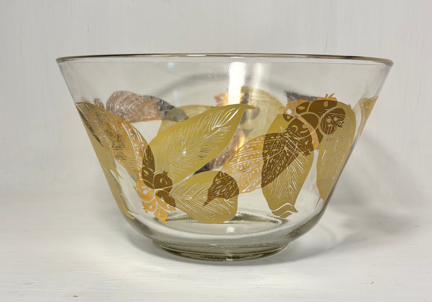 Hollywood Regency Gold Leaf Large Serving Bowl