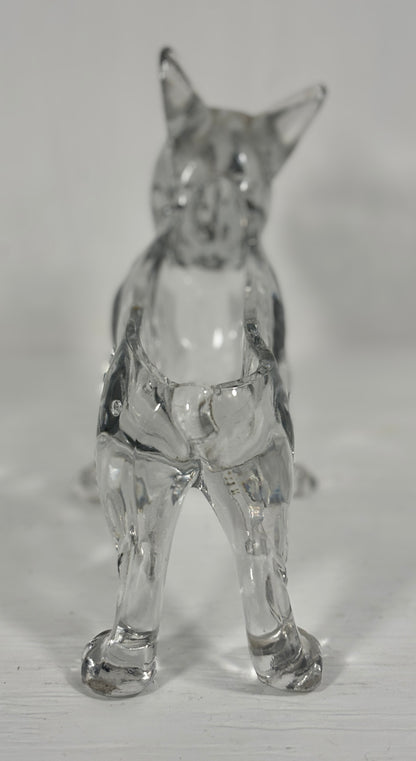 Flint Glass French Bulldog Figural Candy Dish
