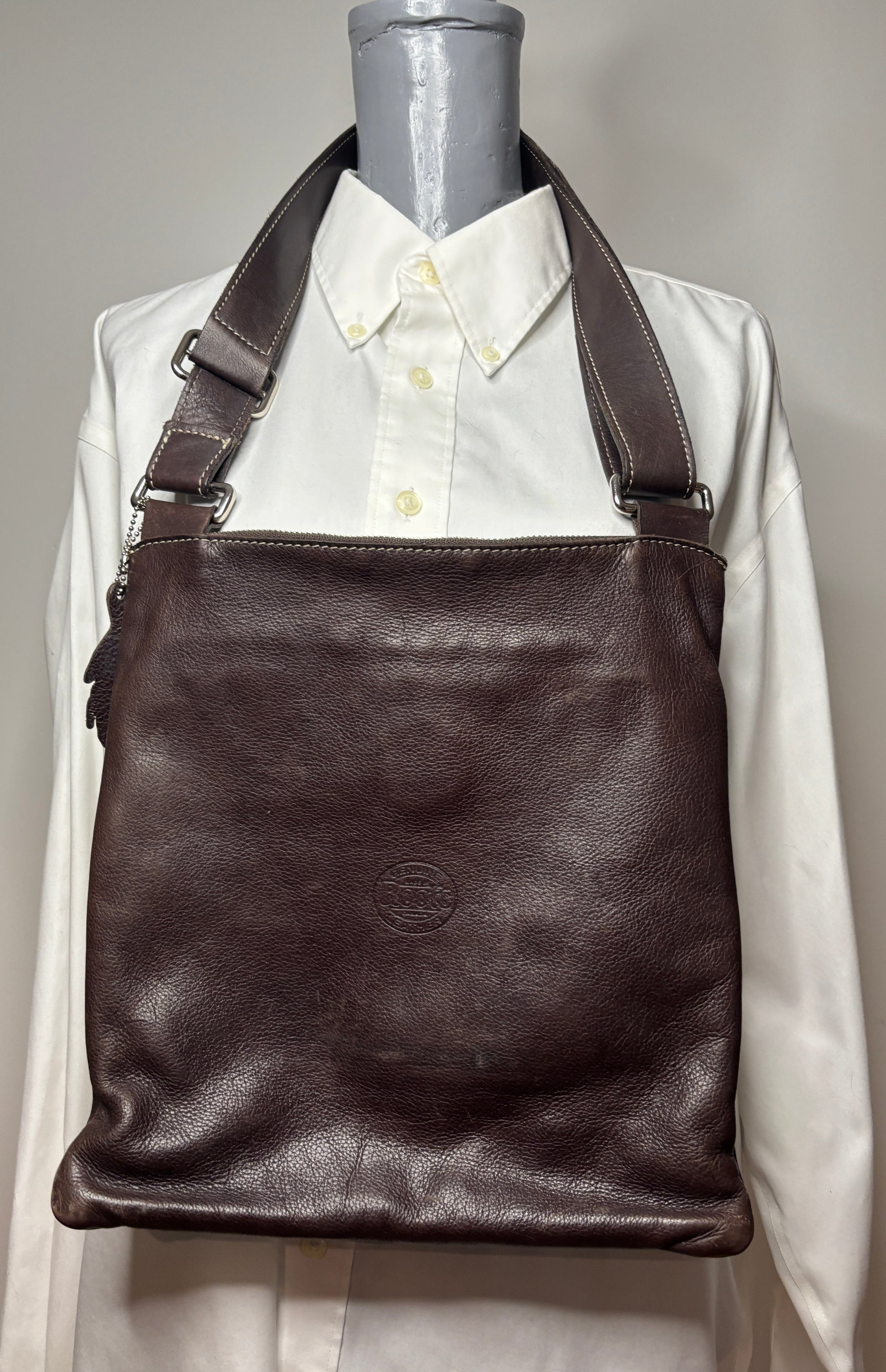 Roots Venetian Village Dark Brown Leather Crossbody Purse