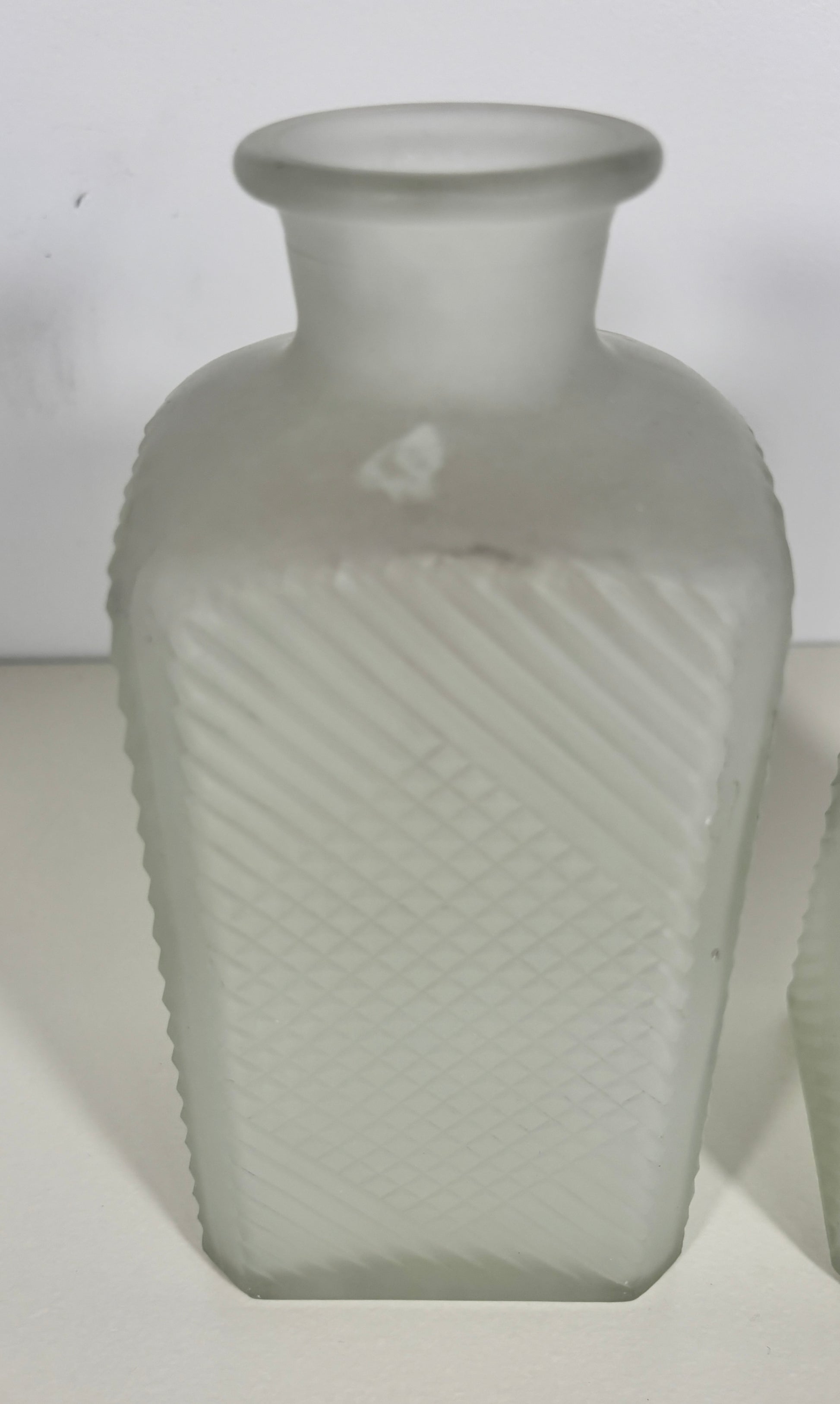 Gay Fad Studio Frosted Glass Scotch and Gin Decanters