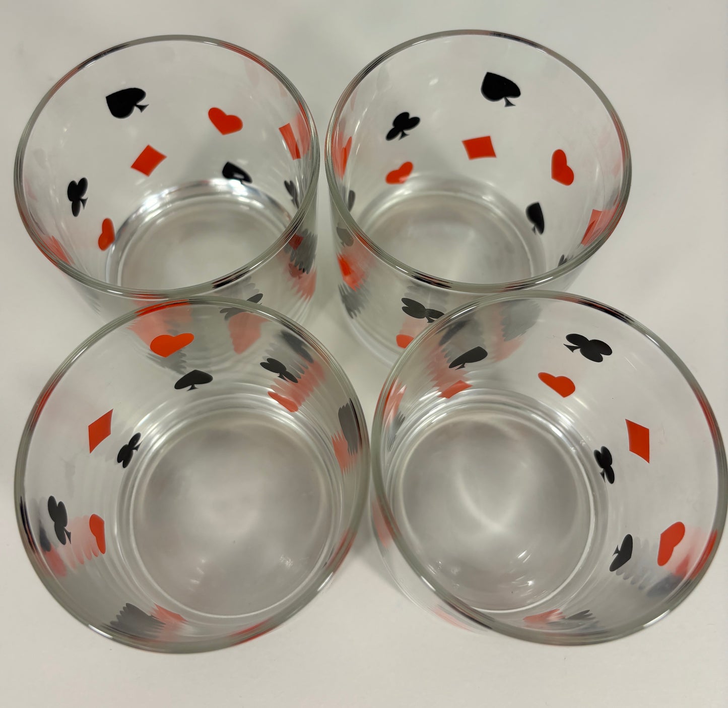 Mid Century Playing Card Whiskey Glass Set