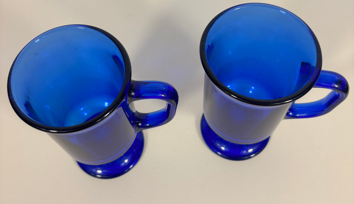 Anchor Hocking Cobalt Blue Footed Mug Set
