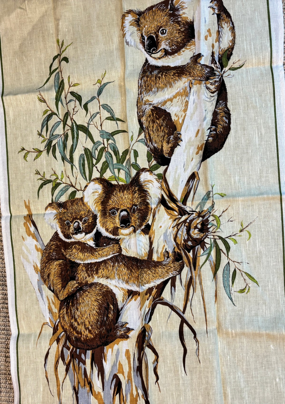 Vintage Ross Australian Koalas Linen Tea Towel