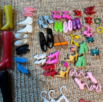 Lot of Vintage Barbie Shoes Boots and Accessories