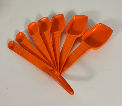 Set of Vintage Orange Tupperware Measuring Spoons
