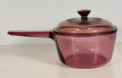 Cranberry Corning Visions Covered Saucepan