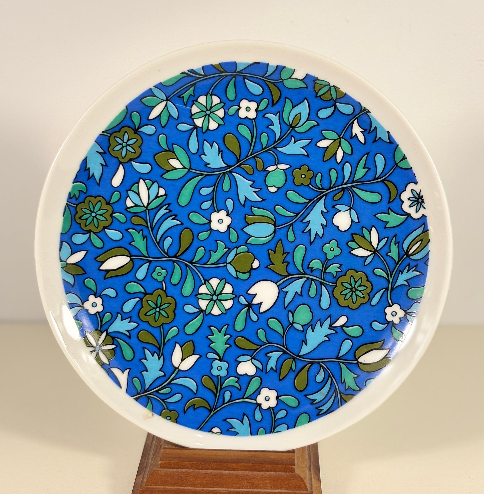 Holt Howard Flower Power Blue Floral Salad Plate
