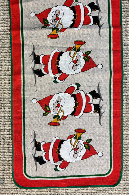 Scandinavian Burlap Christmas Santa Table Runner by Hildegard Olmås