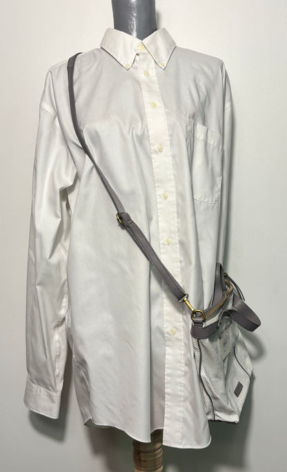 Fossil Sadie Satchel White and Grey Herringbone Purse