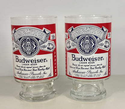 Vintage Budweiser Pedestal Beer Glass Set