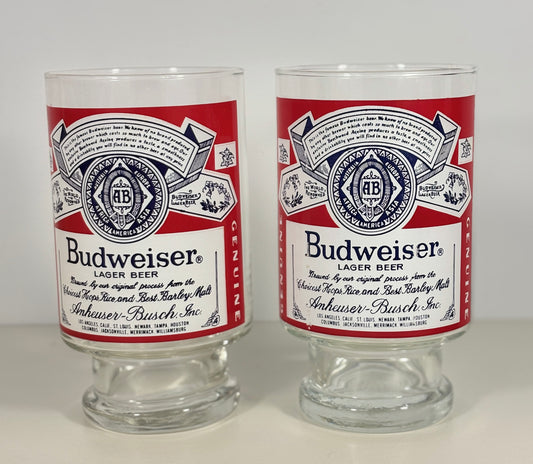 Vintage Budweiser Pedestal Beer Glass Set